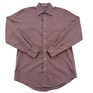 Nordstrom Mens 15.5 35 Dress Shirt Traditional Fit Burgundy Gingham Check Office